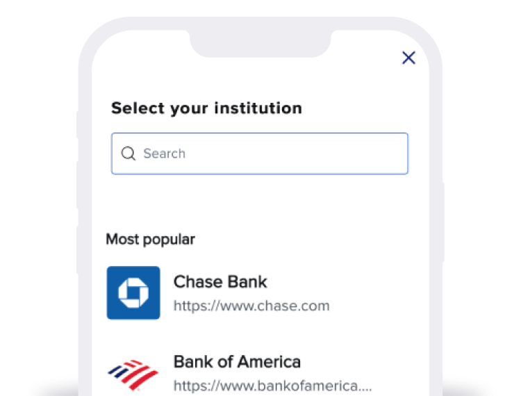 Link your accounts view in the Valzure Private Bank  mobile app