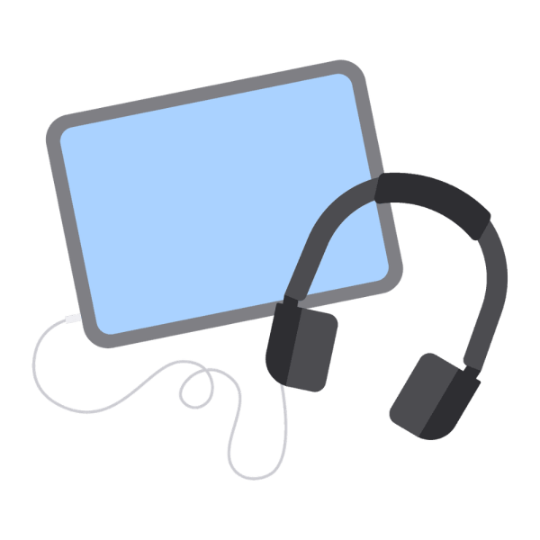 illustration of an ipad with headphones