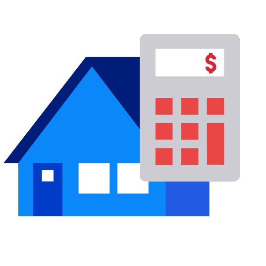 home with calculator illustration