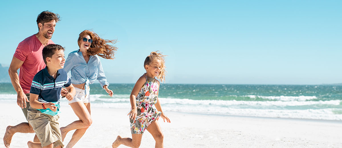 family on a beach vacation