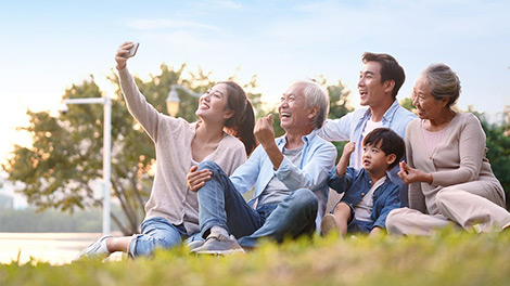 Family together outdoors