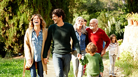 Family on an outdoor hike